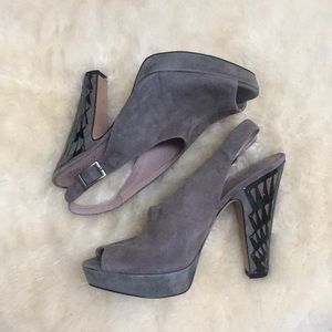 Vince Camuto Gray Suede Boho Chic Heels